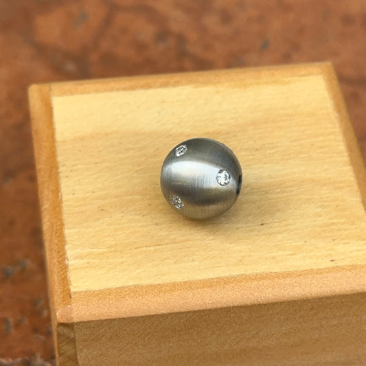 Matte Stainless Steel 12mm Gypsy Set CZ Ball Swap Pendant