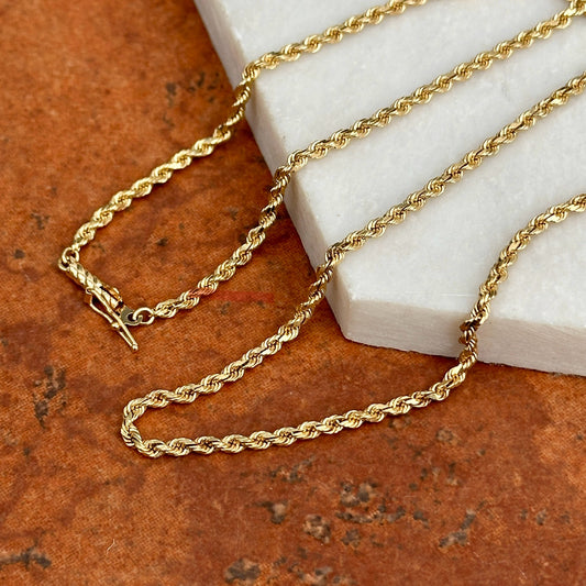 Estate 14KT Yellow Gold Diamond-Cut 1.8mm Rope Chain Necklace 16"