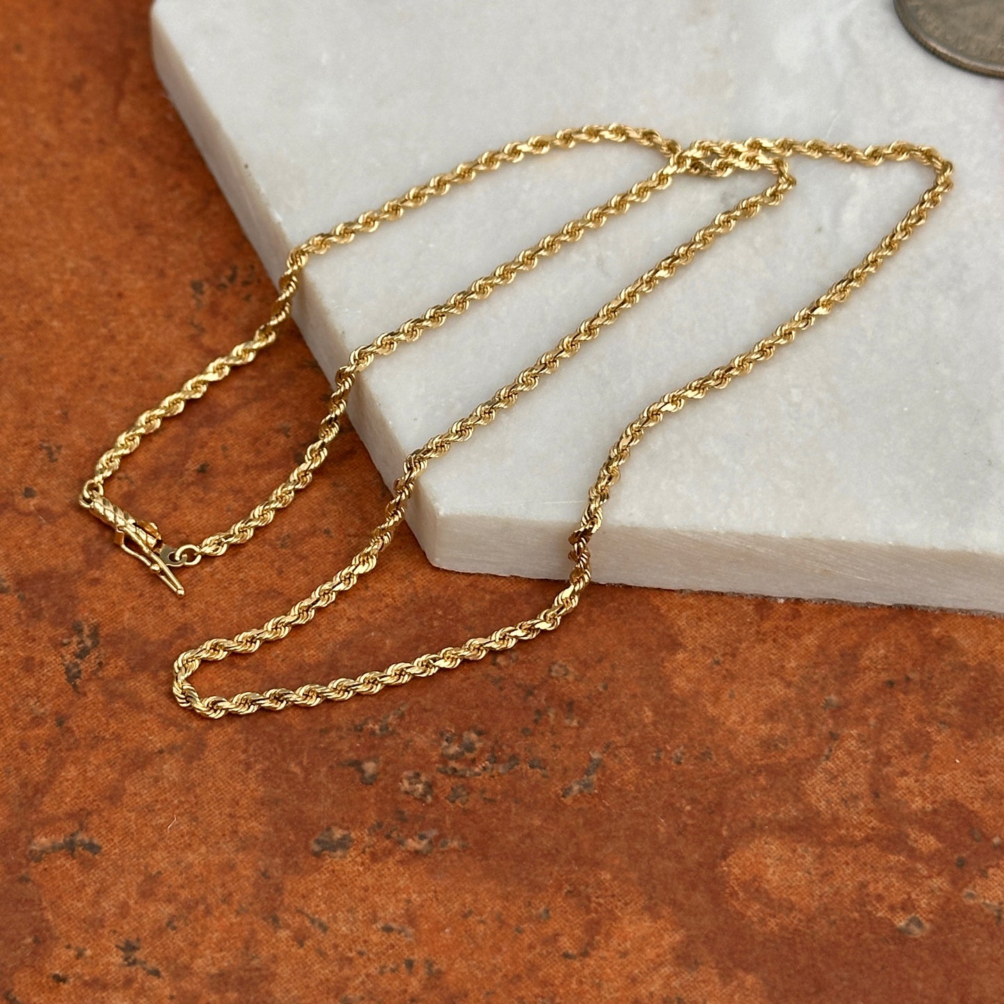 Estate 14KT Yellow Gold Diamond-Cut 1.8mm Rope Chain Necklace 16"