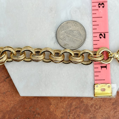 Estate 14KT Yellow Gold Textured Rolo Chain Toggle Clasp Bracelet