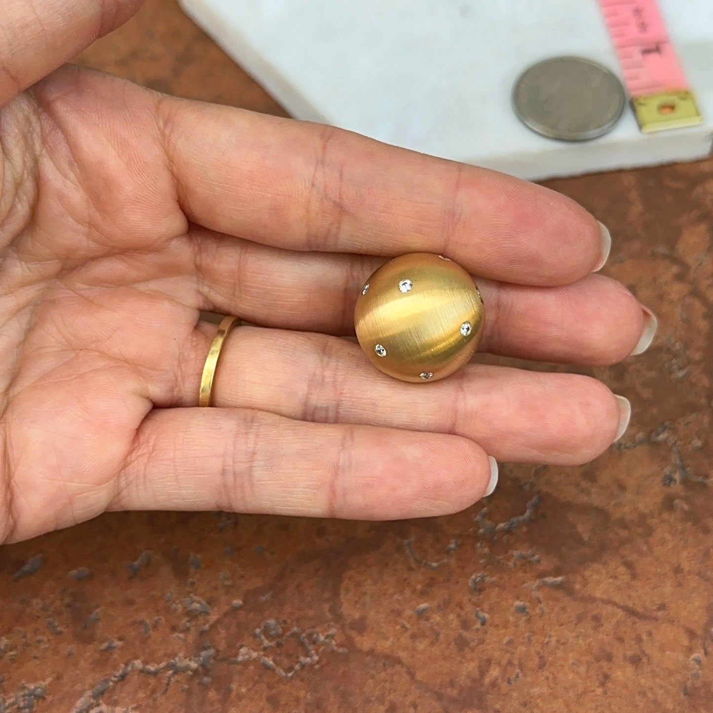 Gold Plated Stainless Steel 20mm Gypsy Set CZ Ball Swap Pendant - LSJ
