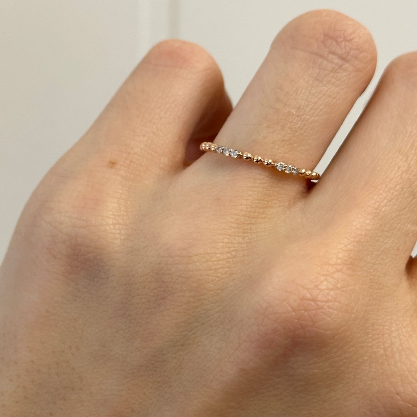 Estate 10KT Rose Gold Diamond Beaded Stacking Ring