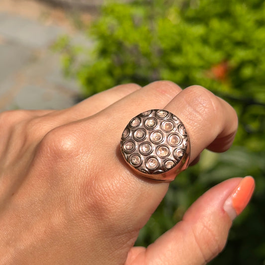 Estate 14KT Rose Gold Textured Circle Design Band Ring - LSJ