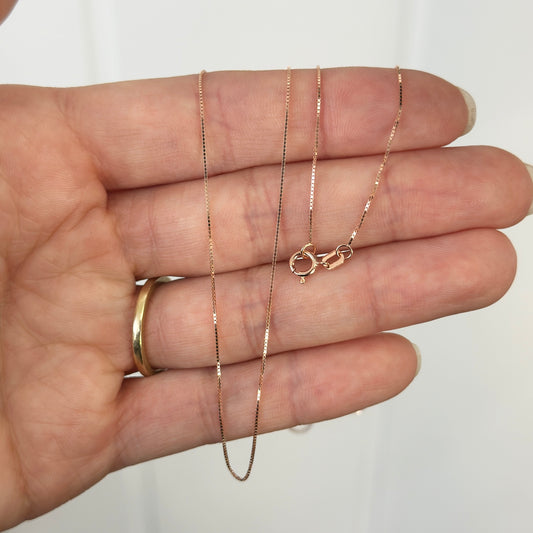 14KT Rose Gold .55mm Box Chain Necklace