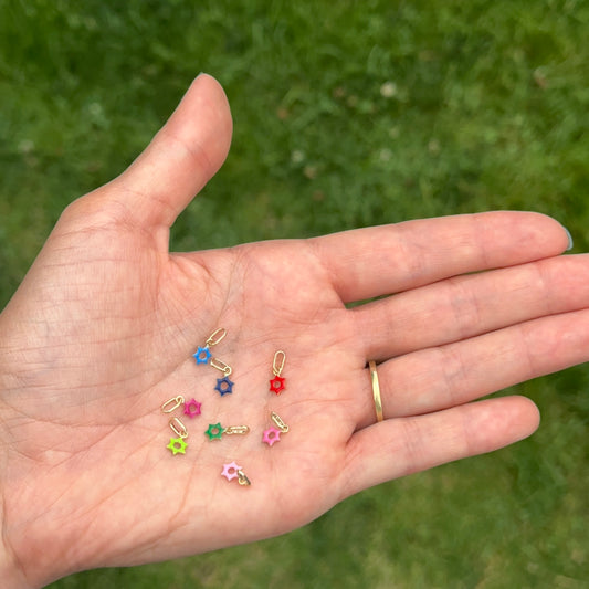 14KT Yellow Gold Red Enamel Star of David Pendant Charm 6mm