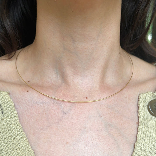 18KT Yellow Gold Plated Stainless Steel Single Twist Cable .60mm Strand Necklace