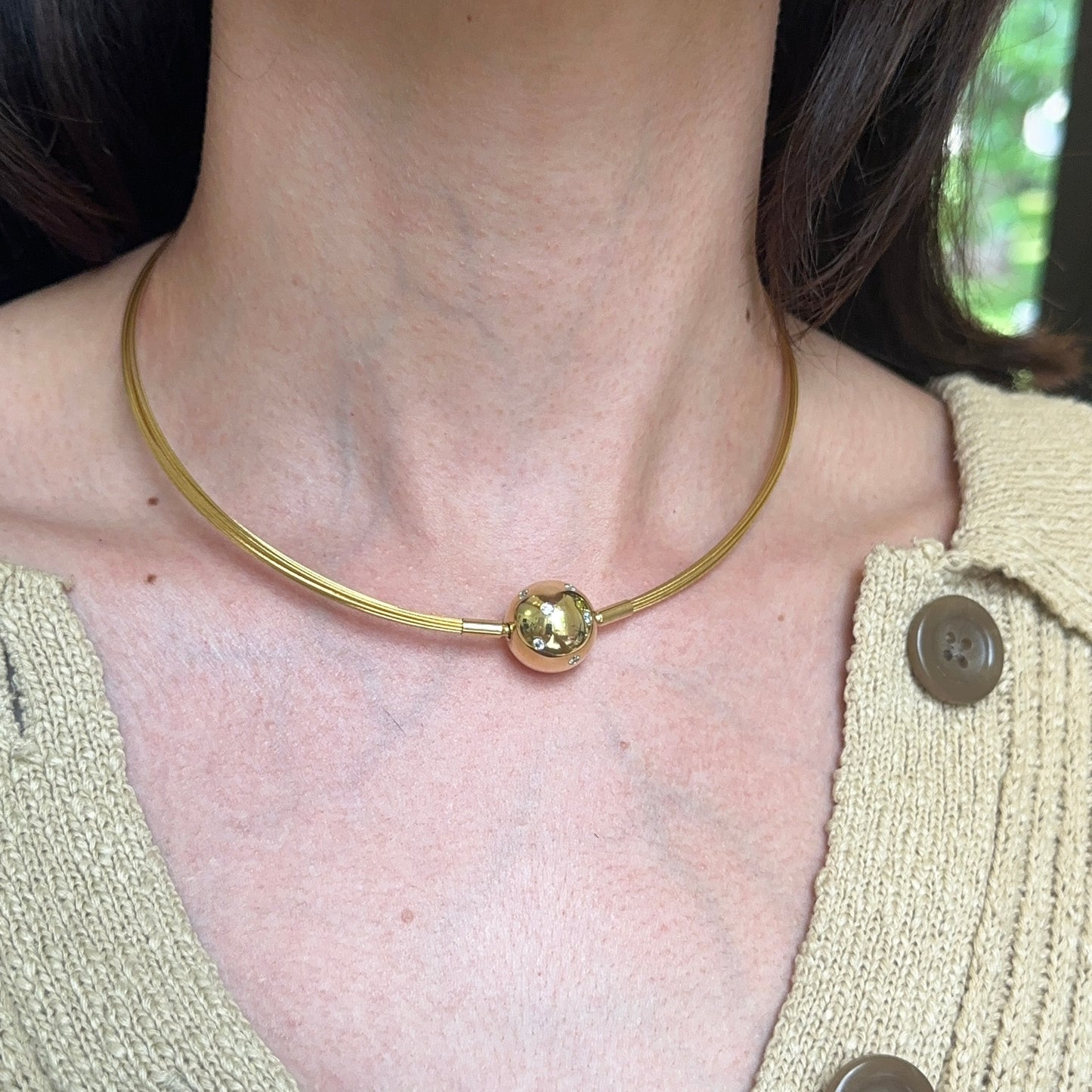 Gold Plated Stainless Steel 16mm Gypsy Set CZ Ball Swap Pendant