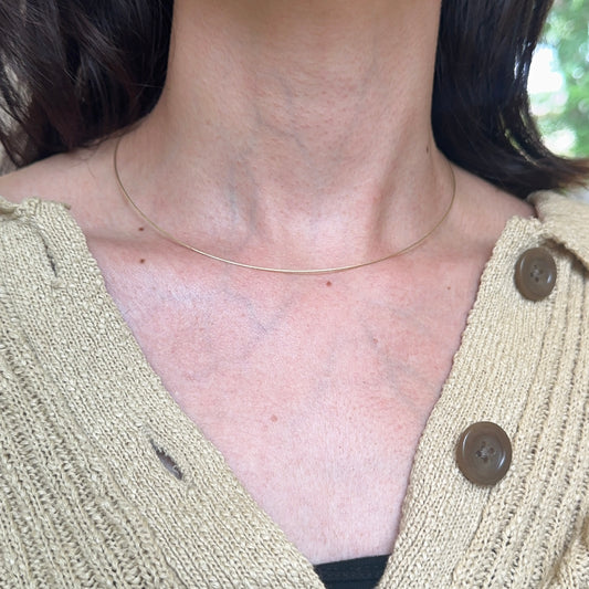 18KT Yellow Gold .60mm Neck Wire Weave Chain Collar Necklace