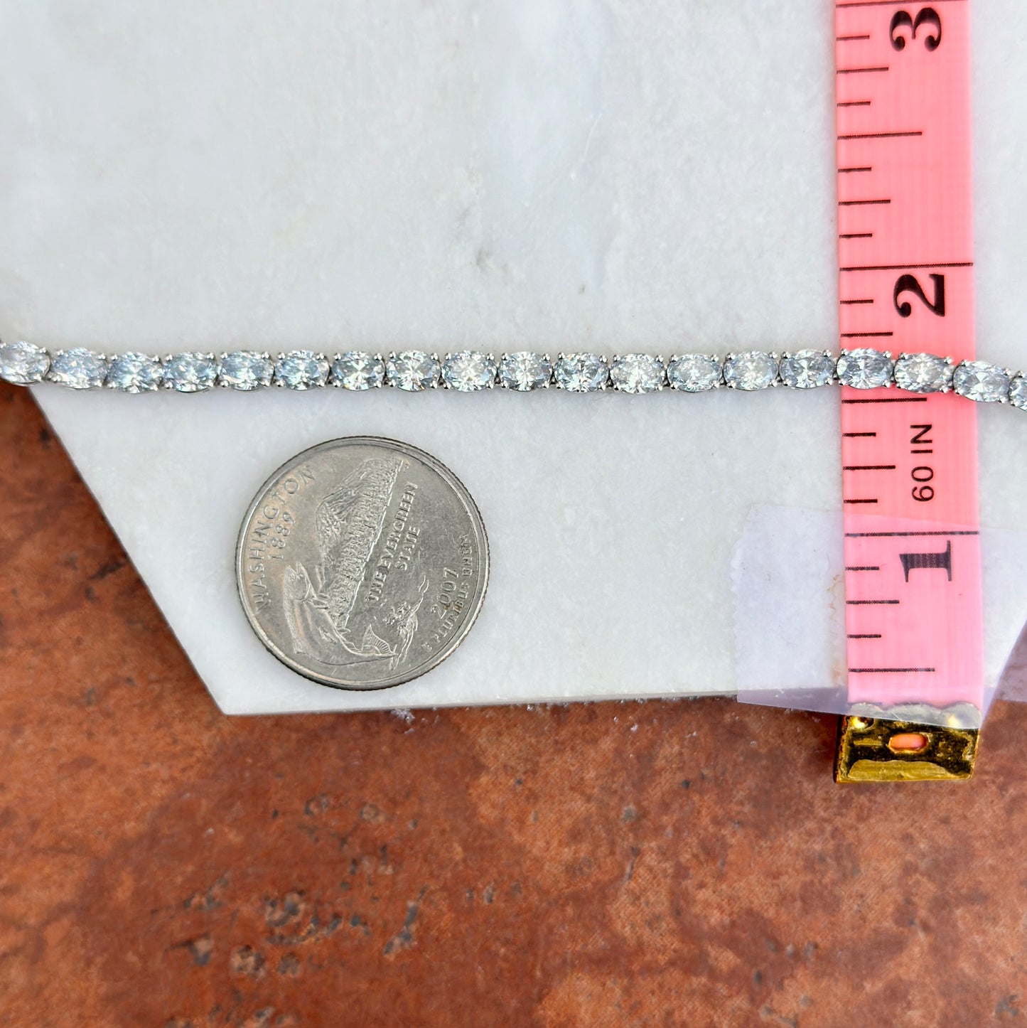 Estate 14KT White Gold 12 CT Lab Blue Diamond Tennis Line Bracelet