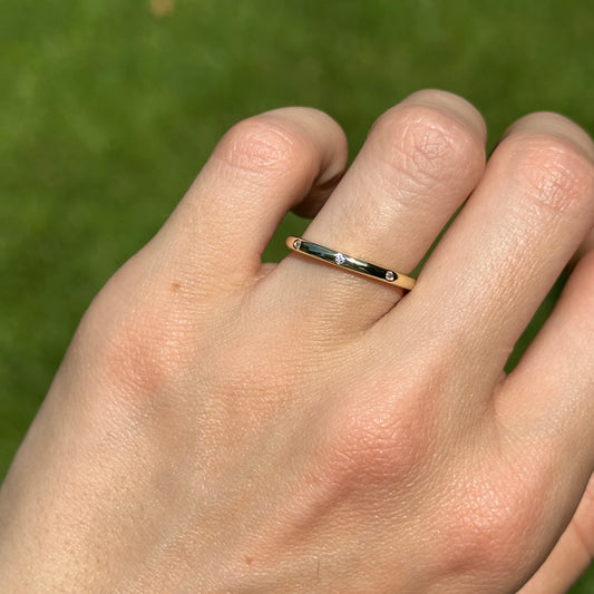 Sterling Silver Yellow Plated White Sapphire Stackable Band Ring