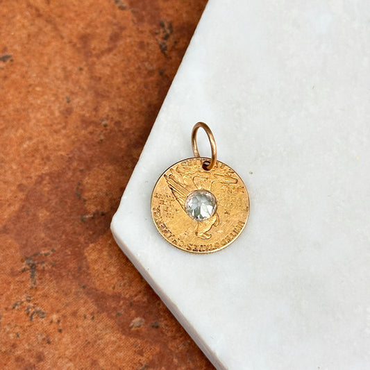 Estate 5Yellow Gold 1926 Native American Head Coin + Eagle Old Mine Cut Diamond Pendant