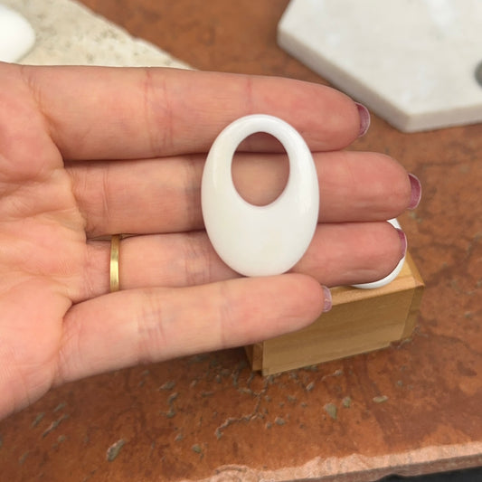 Estate White Stone Oval Earring Charms