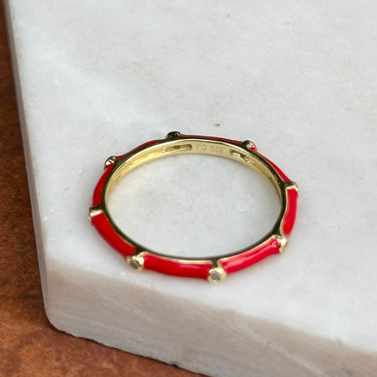 Sterling Silver Yellow Gold Plated White Sapphire + Red Enamel Ring
