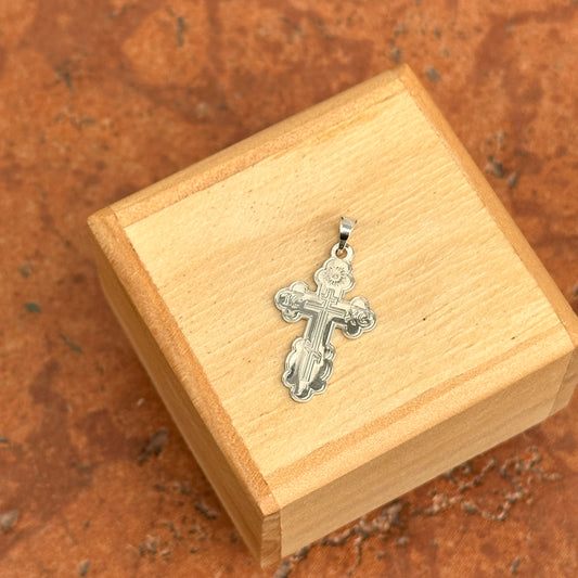 Sterling Silver Polished Eastern Orthodox Cross Pendant