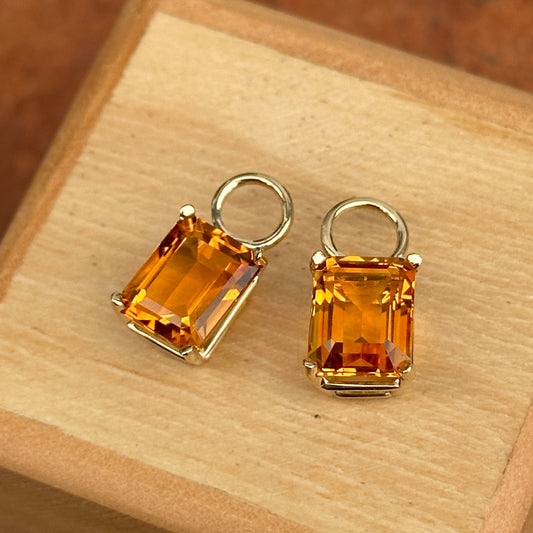 14KT Yellow Gold Emerald-Cut Citrine Earring Charms