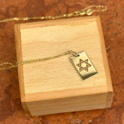 14KT Yellow Gold Star of David Dog Tag Necklace