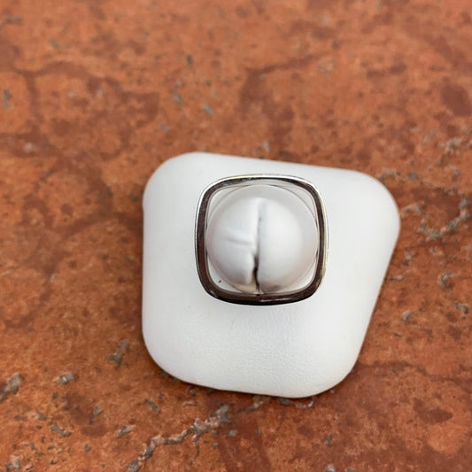 Estate 18KT White Gold Micro Pave Diamond Square Band Ring