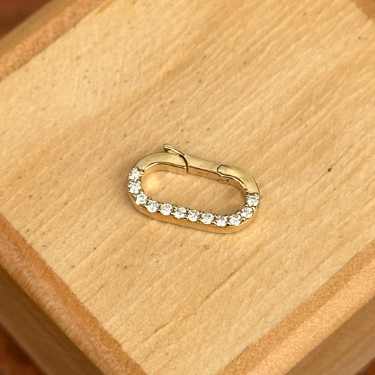 14KT Yellow Gold Oval Diamond Snap Charm Bail Clasp