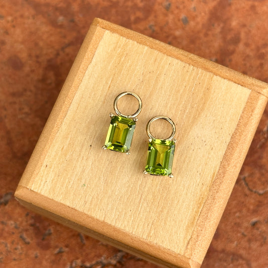 14KT Yellow Gold Emerald-Cut Peridot Earring Charms