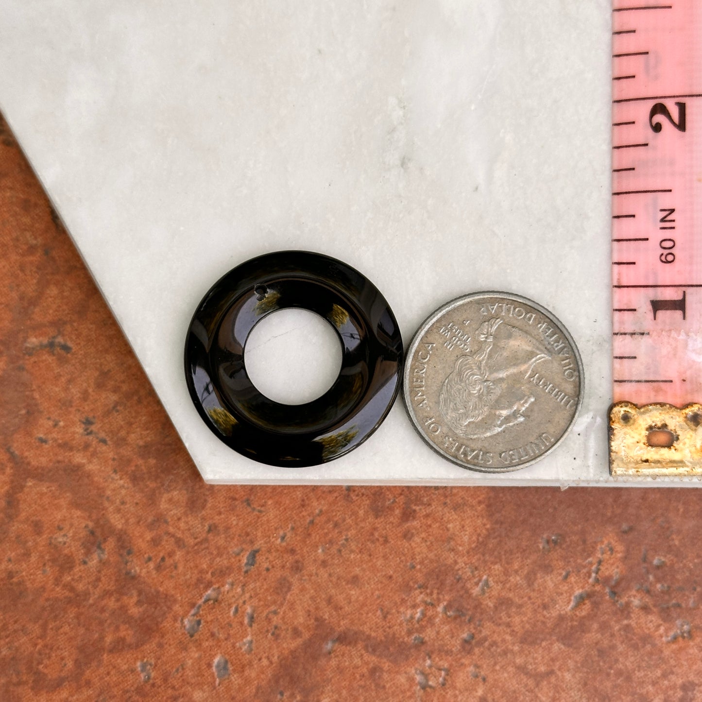 Estate Round Black Onyx Donut Earring Charms 29mm