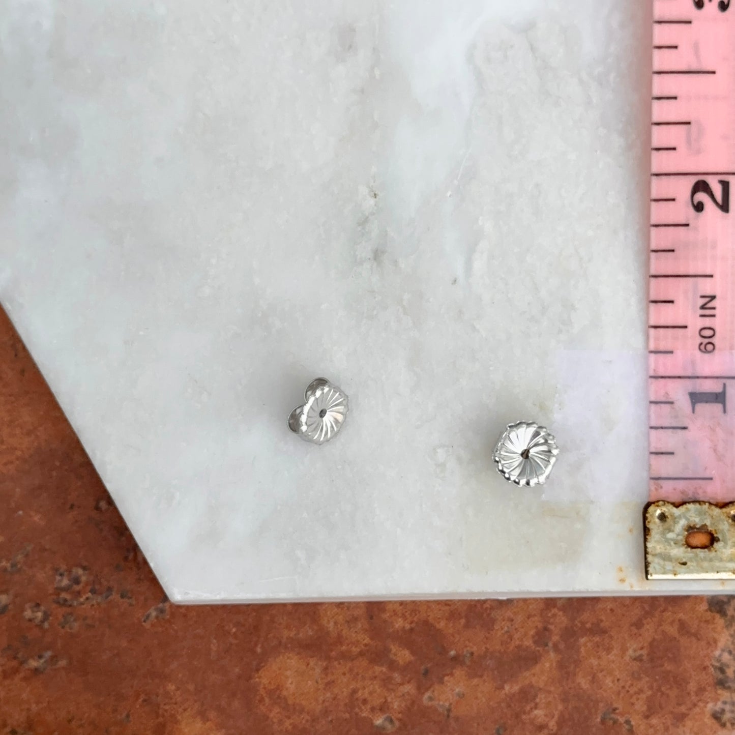 14KT White Gold Medium Round 8mm Tension Earring Backs