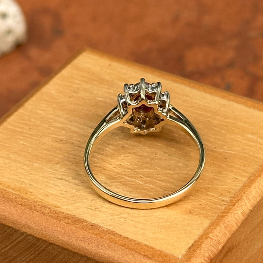 14KT Yellow Gold Bezel Garnet Thin Band Ring