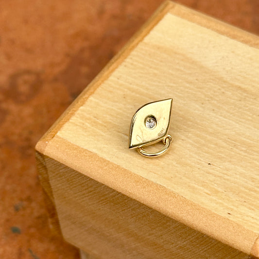 14KT Yellow Gold White Enamel Diamond Evil Eye Pendant Charm