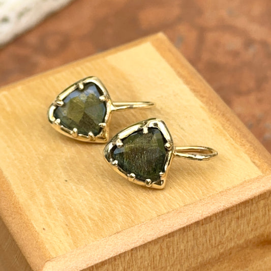 Estate 14KT Yellow Gold Labradorite Ear Wire Drop Earrings