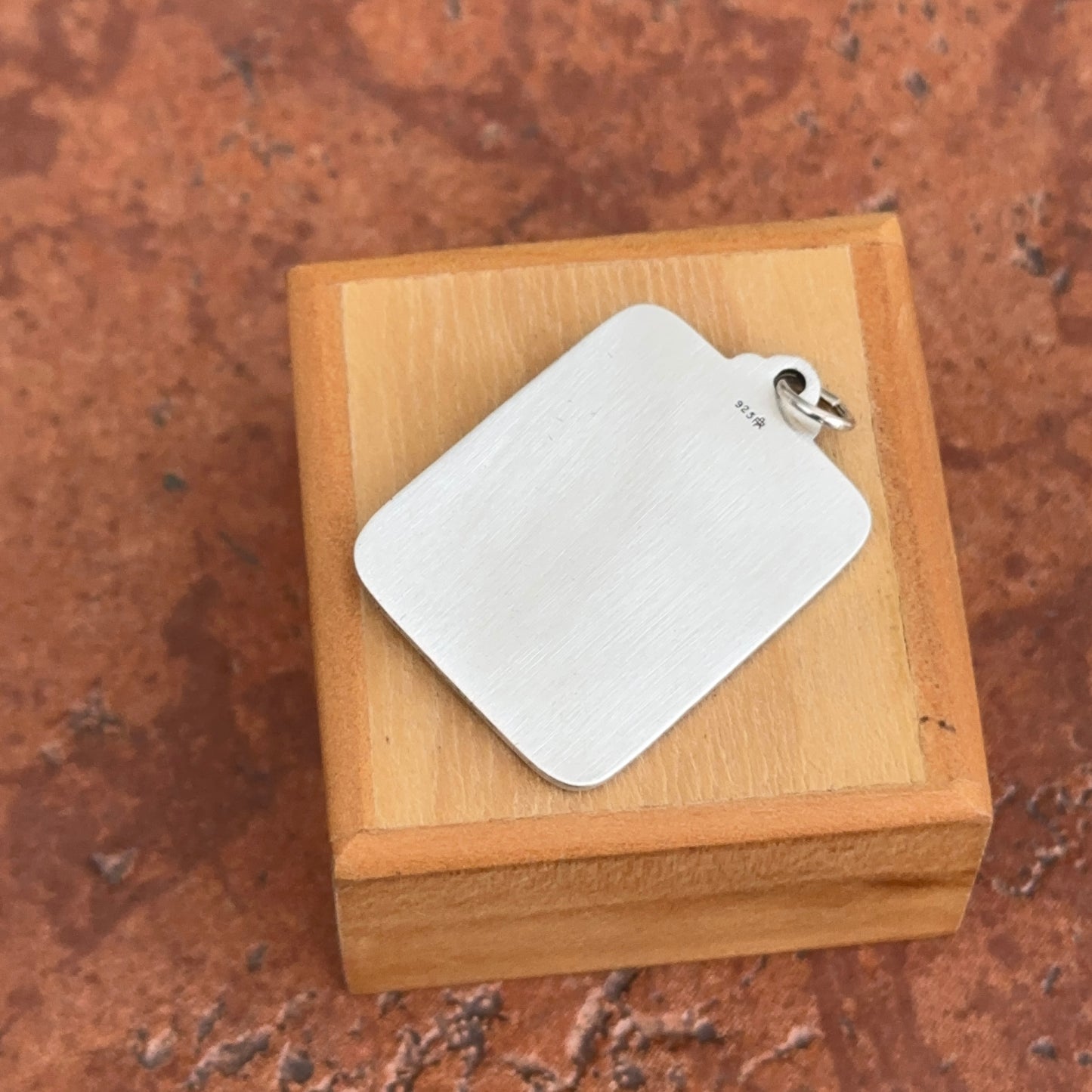 Sterling Silver Antiqued St.Christopher Rectangle Medal Charm Pendant 31mm