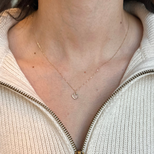 14KT Yellow Gold Ruby Mini Heart Pendant Necklace