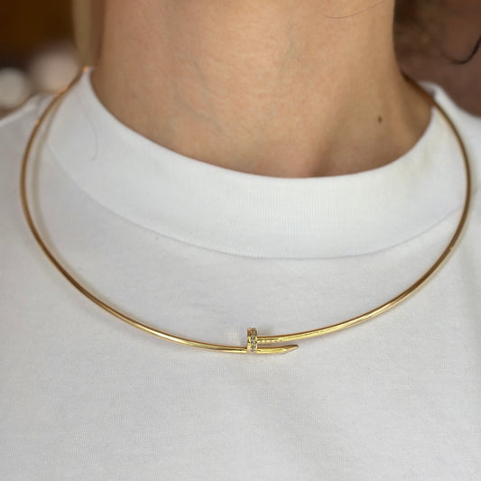 Estate 14KT Yellow Gold Nail Head Collar Necklace 19"