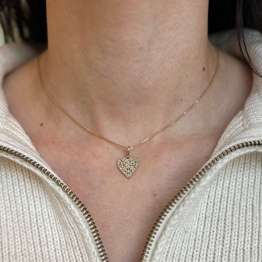 14KT Yellow Gold Diamond-Cut Detailed Heart Pendant