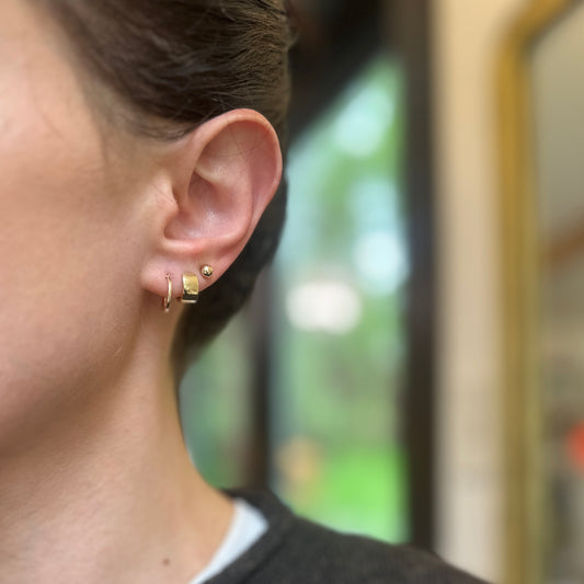 10KT Yellow Gold Mini Half Hoop Earrings 12mm