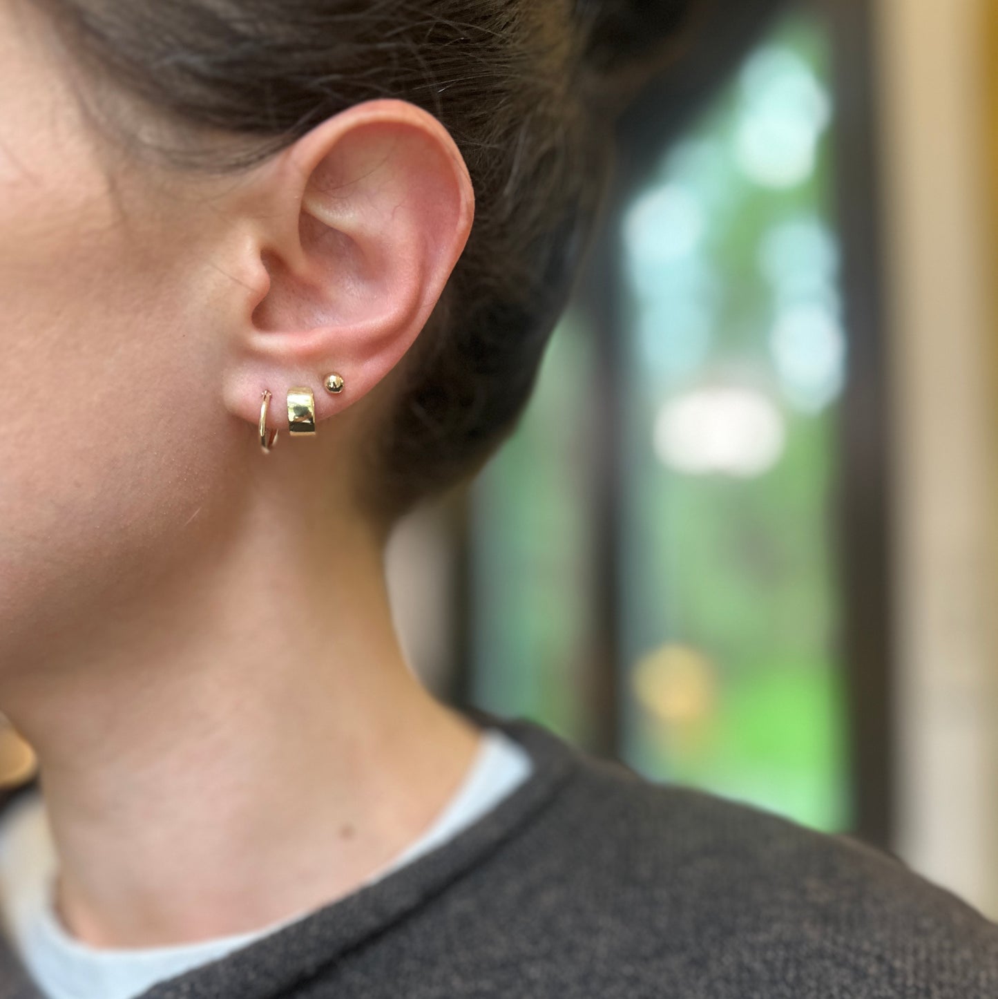 10KT Yellow Gold Mini Half Hoop Earrings 12mm