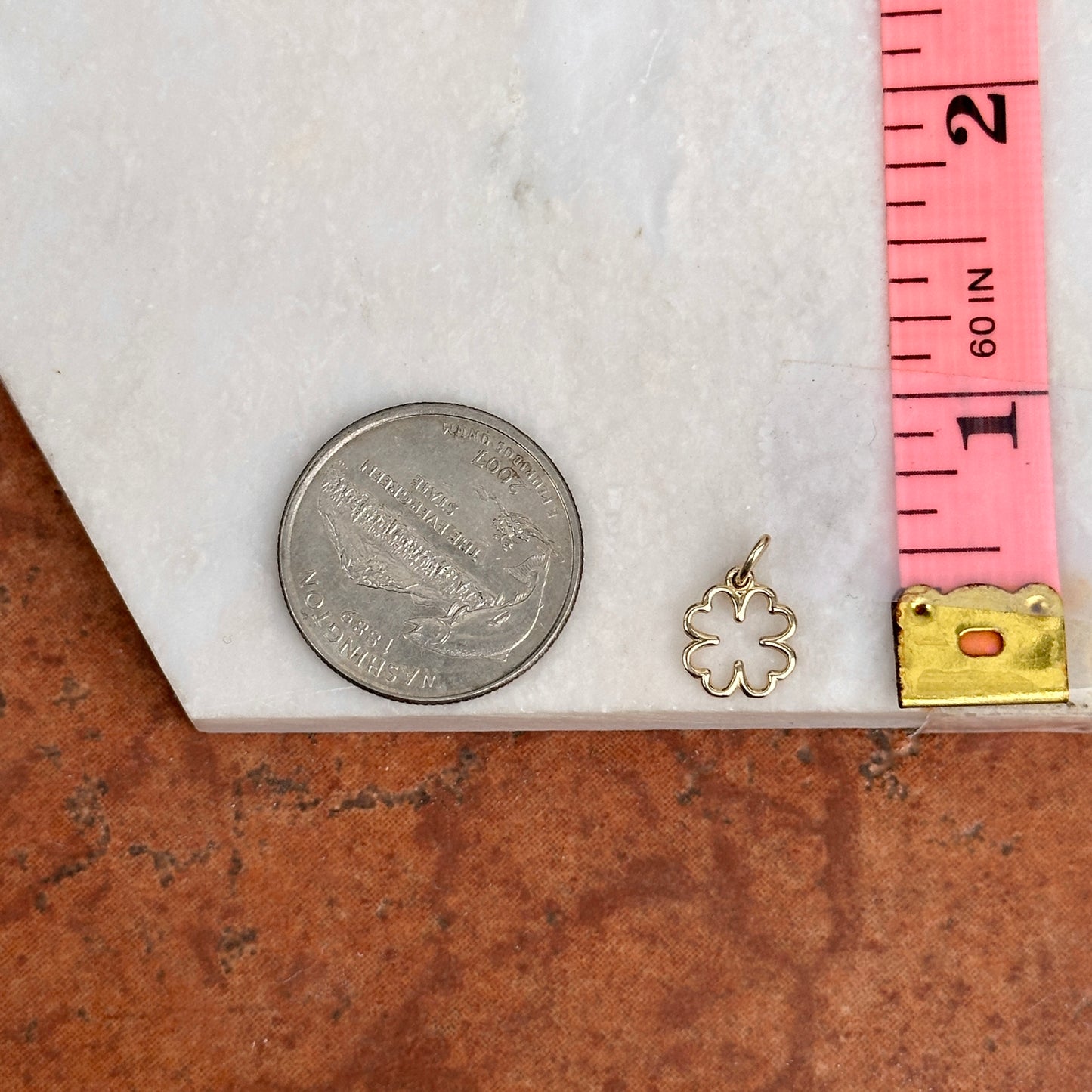 14KT Yellow Gold Cut-Out Mini 4-Leaf Clover Pendant Charm