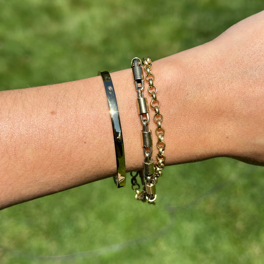 Gold-Plated Flat Oval 4mm Bangle Cuff Bracelet