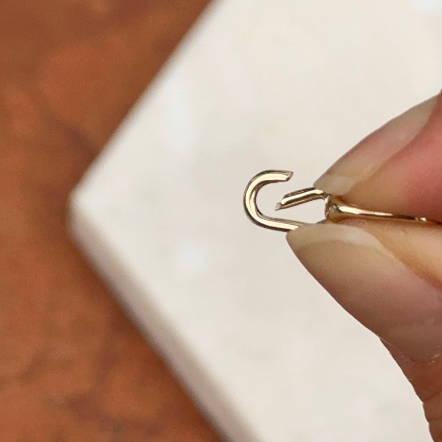 14KT Yellow Gold Paperclip Link Push-In Charm Holder / Clasp Enhancer Pendant - LSJ