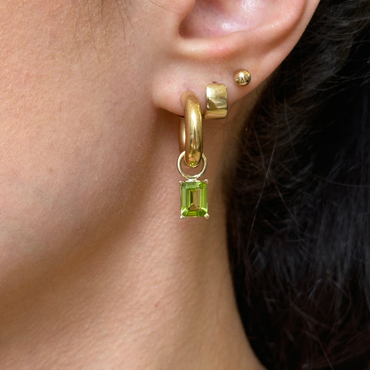 14KT Yellow Gold Emerald-Cut Peridot Earring Charms - LSJ
