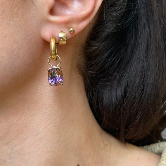 14KT Yellow Gold Cushion-Cut Bi-Color Ametrine Earring Charms