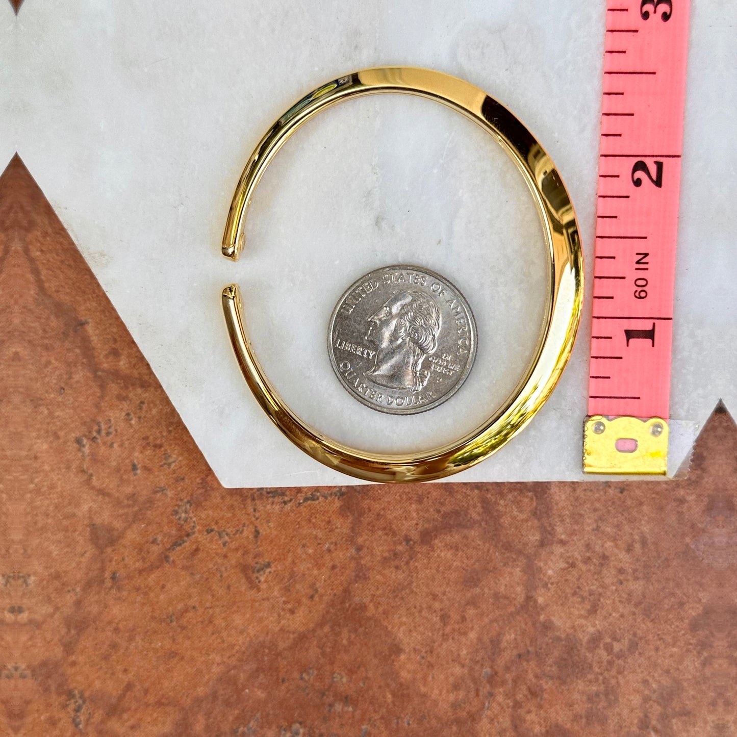 14KT Yellow Gold Knife Edge Bangle Cuff Bracelet