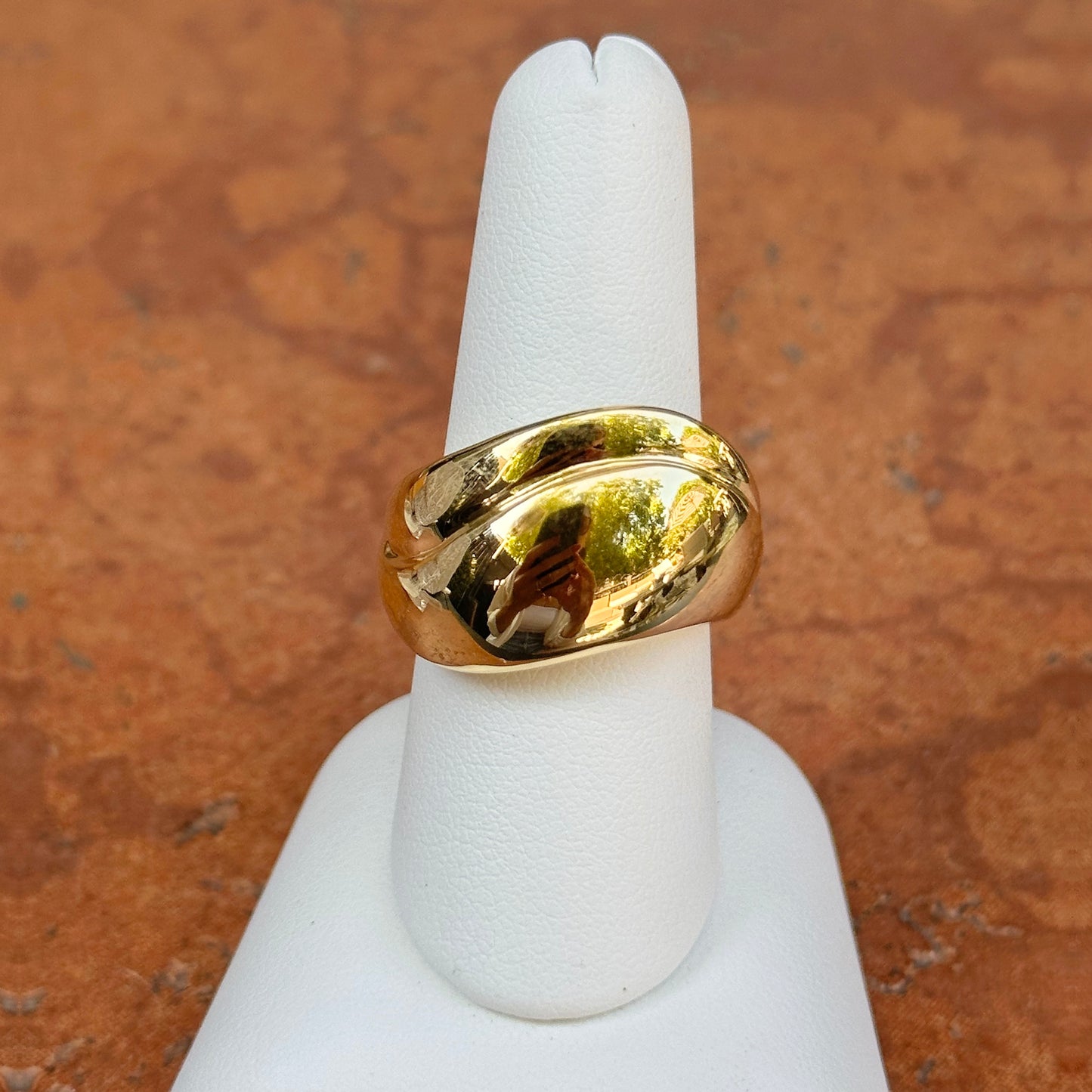 14KT Yellow Gold Wave Curved Wide Band Ring