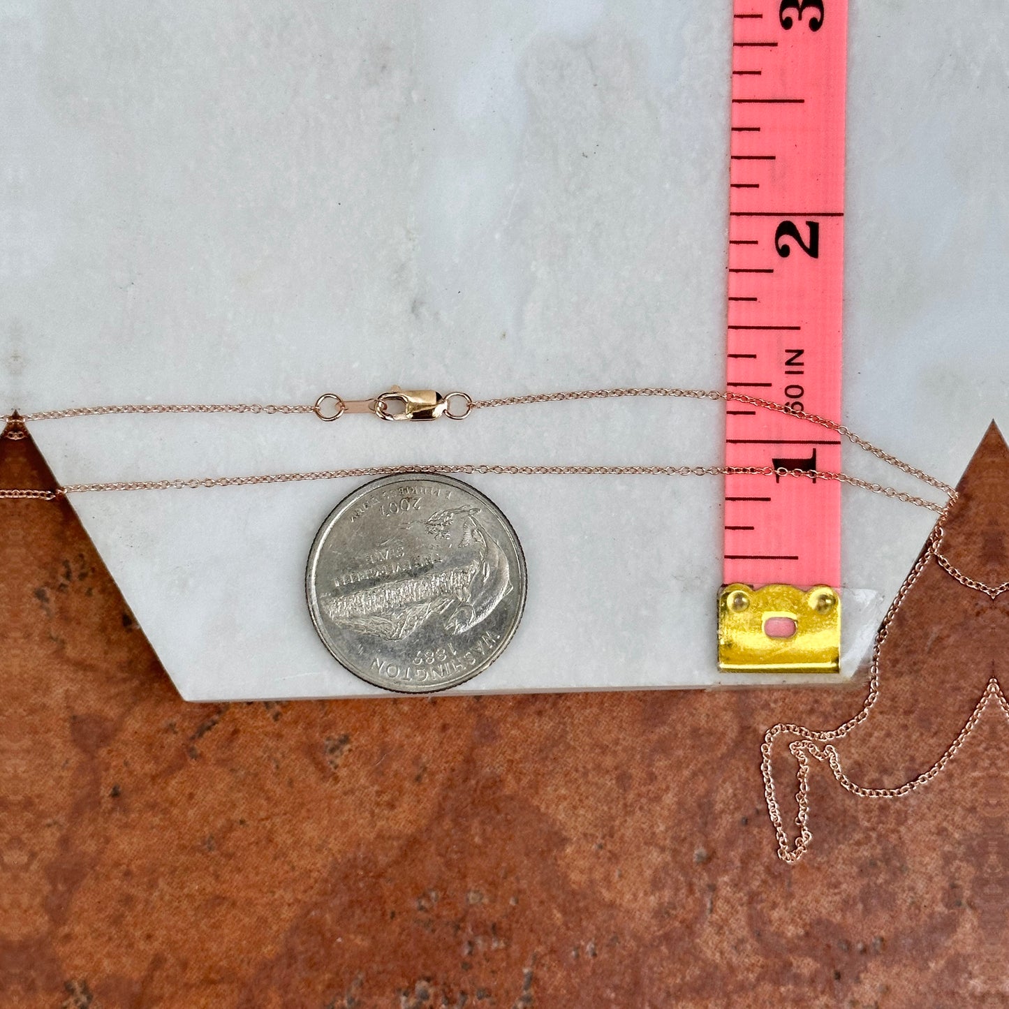 14KT Rose Gold Oval Cable 1mm Chain Necklace 18"