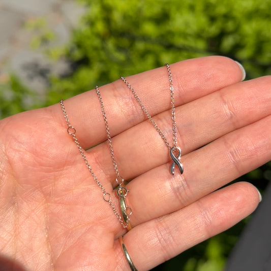 14KT Rose Gold Cancer Awareness Ribbon Pendant Chain Necklace