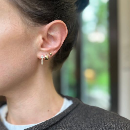 14KT Yellow Gold Mini Diamond Huggie Hoop Earrings