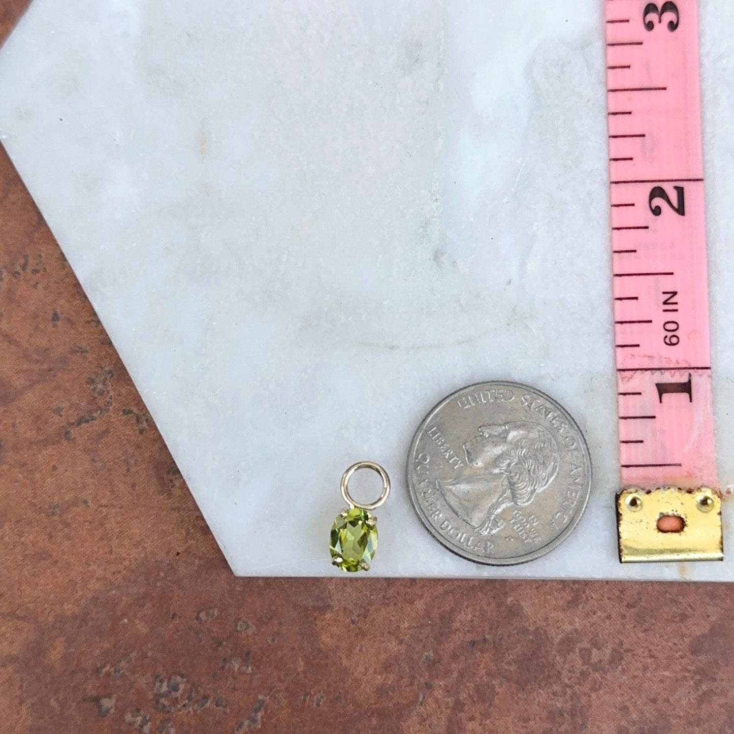 14KT Yellow Gold Oval Peridot Earring Charms