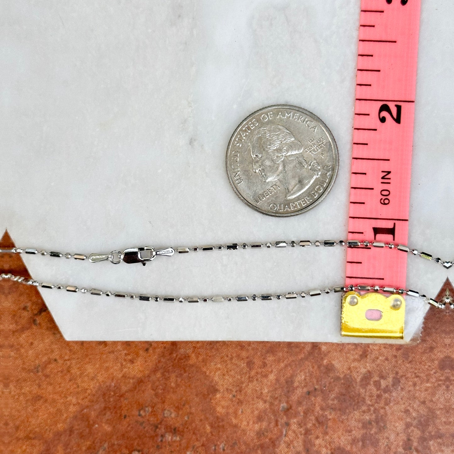 14KT White Gold Alternating Bead Chain Necklace