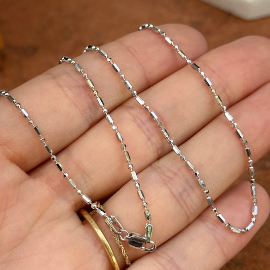 14KT White Gold Alternating Bead Chain Necklace