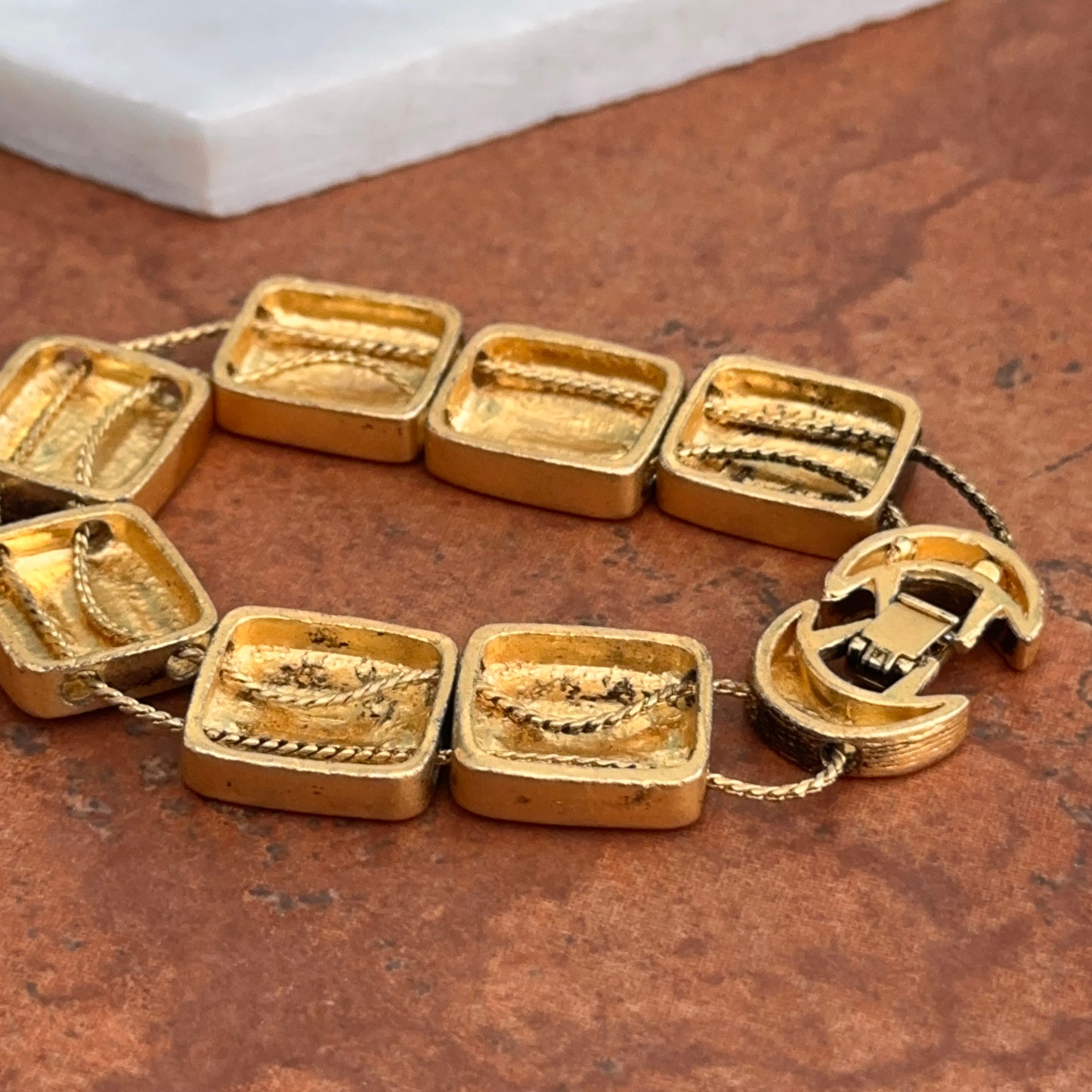 Estate Yellow Gold-Filled Horse Link Chain Bracelet