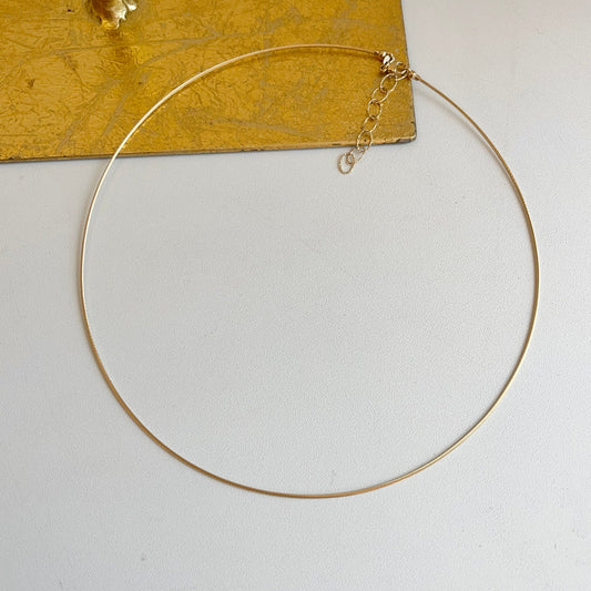 18KT Yellow Gold 1mm Cable Neck Wire Necklace