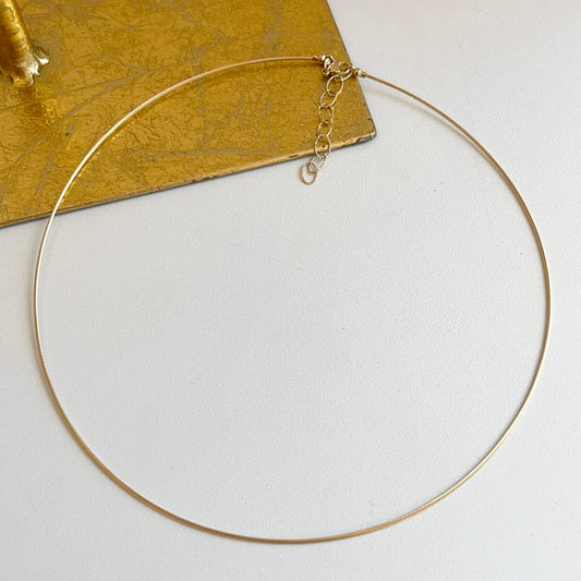18KT Yellow Gold 1mm Cable Neck Wire Necklace
